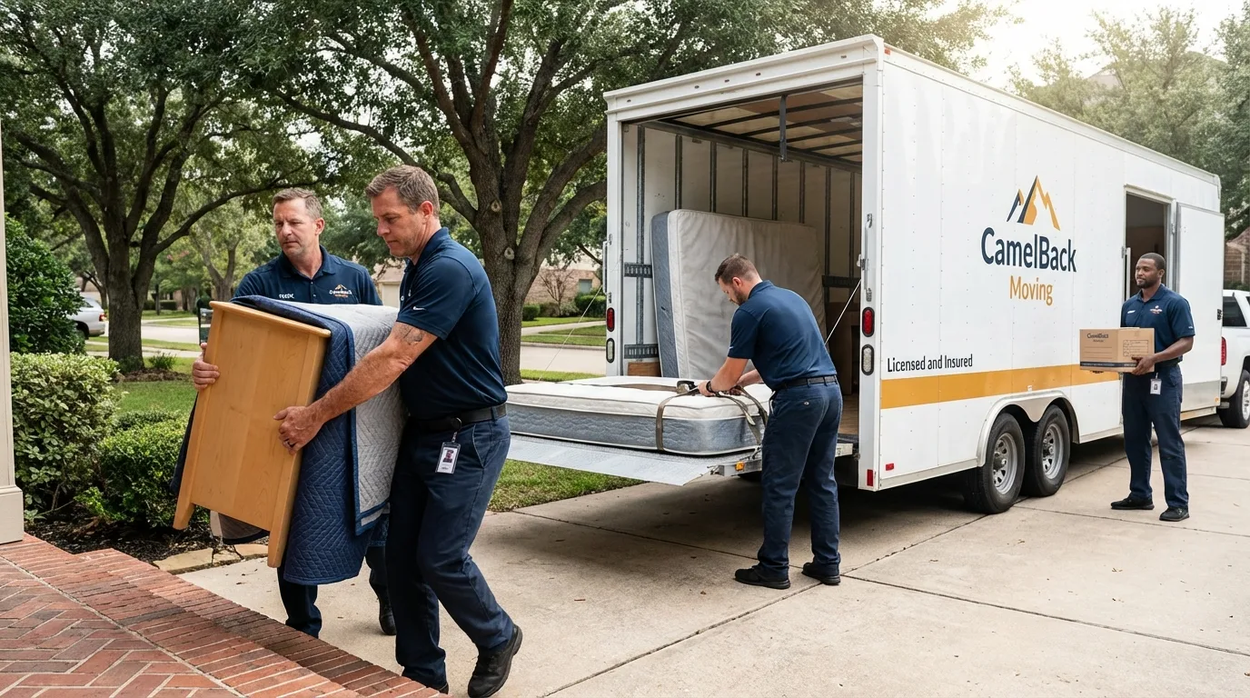 Crew loading residential truck for cross-state move from Rossville, GA