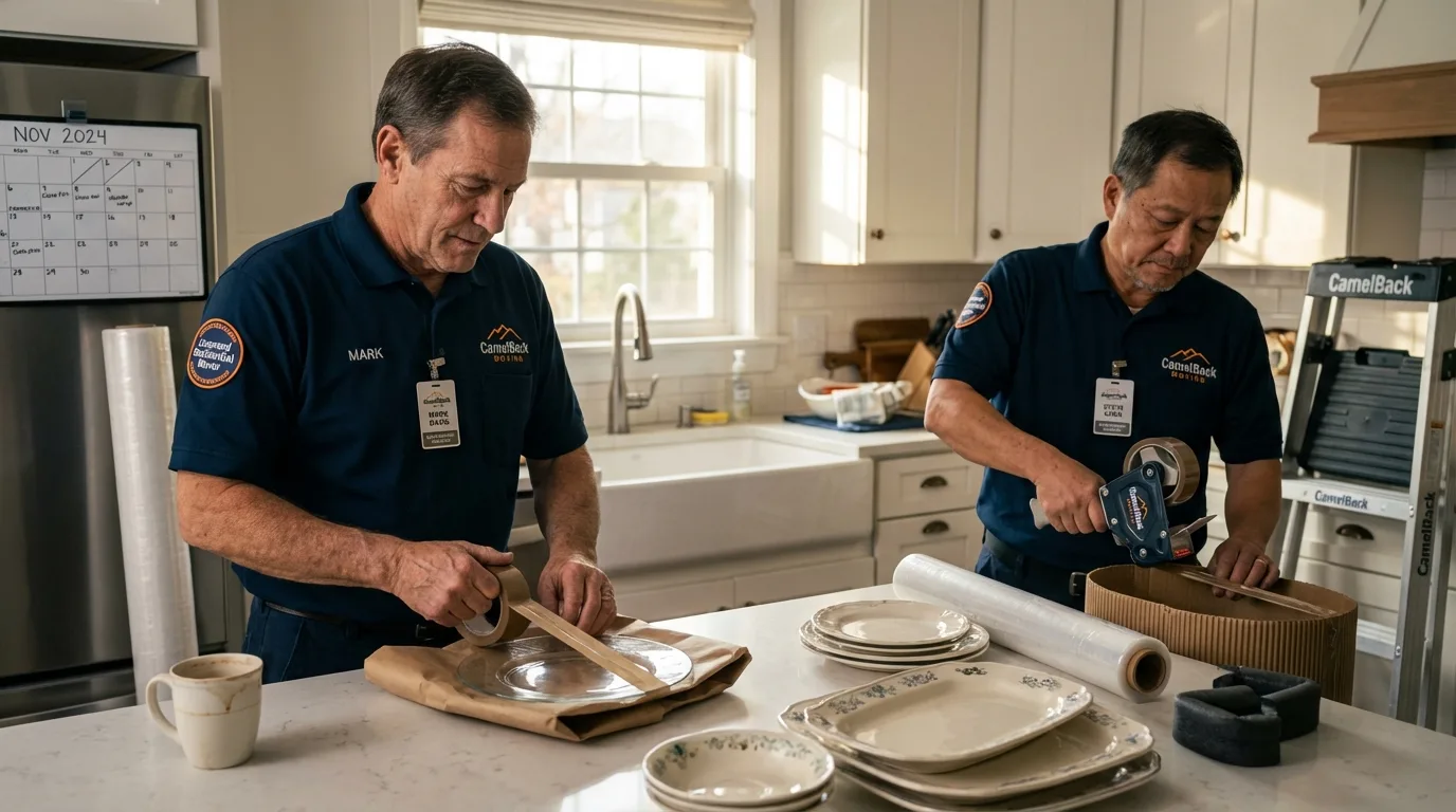 Professional crew packing kitchen dishware in Rossville, GA
